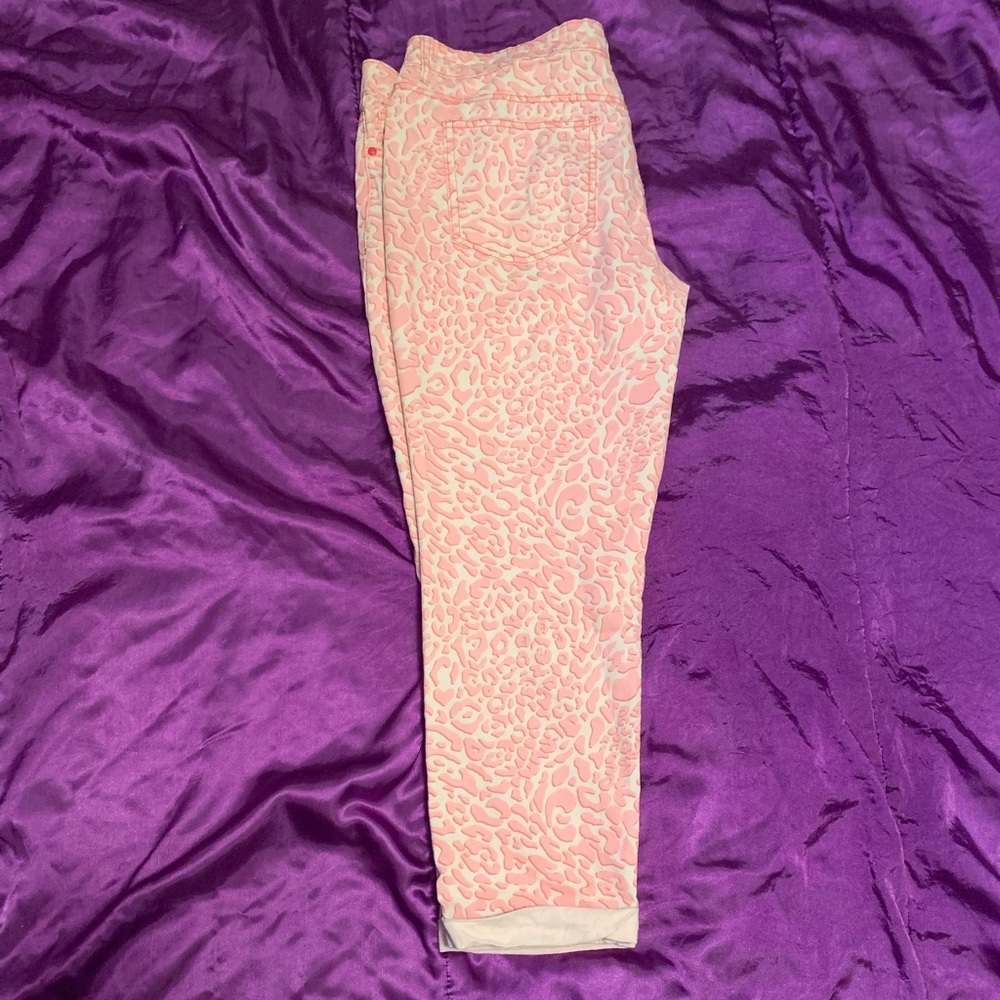 LEI Ashley Pink Animal Print Jeans Juniors 17 Low Rise Straight Leg Y2K - Picture 4 of 5